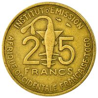 سکه 25 فرانک آفریقای غربی فرانسه