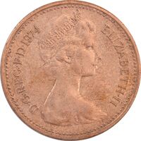 سکه 1 پنی 1974 الیزابت دوم - AU50 - انگلستان