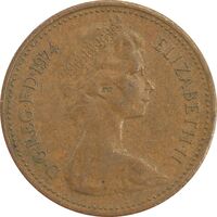 سکه 1 پنی 1974 الیزابت دوم - EF40 - انگلستان