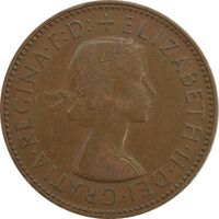 سکه 1/2 پنی 1957 الیزابت دوم - EF40 - انگلستان