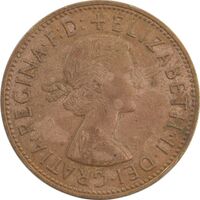 سکه 1 پنی 1964 الیزابت دوم - VF35 - انگلستان