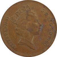سکه 2 پنس 1990 الیزابت دوم - EF40 - انگلستان
