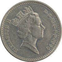 سکه 5 پنس 1990 الیزابت دوم - EF45 - انگلستان