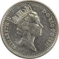 سکه 5 پنس 1991 الیزابت دوم - MS61 - انگلستان