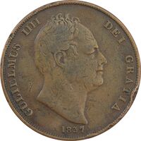 سکه 1 پنی 1837 ویلیام چهارم - VF30 - انگلستان