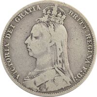 سکه 1 شیلینگ 1890 ویکتوریا - VF30 - انگلستان