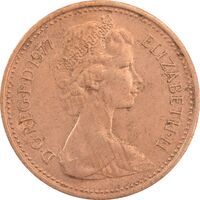 سکه 1 پنی 1977 الیزابت دوم - AU50 - انگلستان