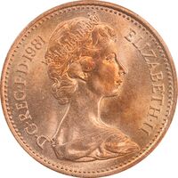 سکه 1 پنی 1981 الیزابت دوم - MS64 - انگلستان