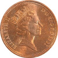 سکه 1 پنی 1991 الیزابت دوم - MS63 - انگلستان