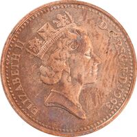 سکه 1 پنی 1993 الیزابت دوم - AU55 - انگلستان