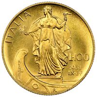 سکه 100 لیره طلا ویکتور امانوئل سوم