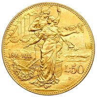 سکه 50 لیره طلا ویکتور امانوئل سوم