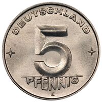 سکه 5 فینیگ جمهوری دموکراتیک آلمان