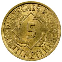 سکه 5 فینیگ جمهوری وایمار 