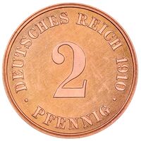 سکه 2 فینیگ ویلهلم دوم از امپراتوری آلمان