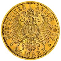 سکه 20 مارک ویلهلم دوم از ورتمبرگ