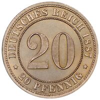 سکه 20 فینیگ ویلهلم یکم از امپراتوری آلمان