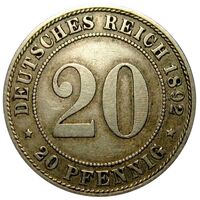سکه 20 فینیگ ویلهلم دوم از امپراتوری آلمان