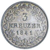 سکه 3 کروزر ویلهلم یکم از ورتمبرگ