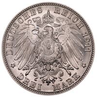 سکه 3 مارک ویلهلم دوم از ورتمبرگ