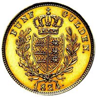 سکه 5 گلدن طلا ویلهلم یکم از ورتمبرگ