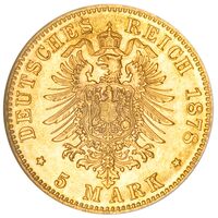 سکه 5 مارک طلا کارل یکم از ورتمبرگ