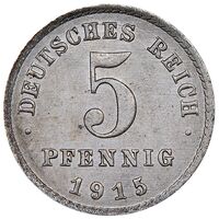 سکه 5 فینیگ ویلهلم دوم از امپراتوری آلمان