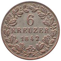 سکه 6 کروزر ویلهلم یکم از ورتمبرگ