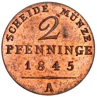 سکه 2 فینیگ فردریش ویلهلم چهارم از پروس
