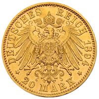 سکه 20 مارک طلا آلبرت از زاکسن