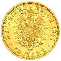 سکه 20 مارک طلا هاینریش چهاردهم از روس-اشلایز