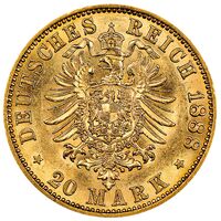 سکه 20 مارک طلا ویلهلم دوم از پروس