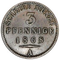 سکه 3 فینیگ هاینریش چهاردهم از روس-اشلایز