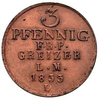 سکه 3 فینیگ هاینریش نوزدهم از روس-اُبرگریز