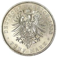 سکه 5 مارک ویلهلم دوم از پروس