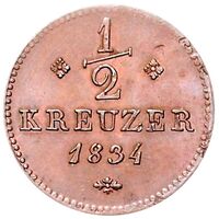 سکه 1/2 کروزر ویلهلم دوم از هسه-کسل