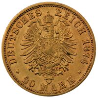 سکه 20 مارک طلا آدولف گئورگ از شاومبورگ-لیپه