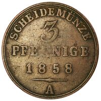 سکه 3 فینیگ گئورگ ویلهلم از شاومبورگ-لیپه
