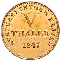 سکه 5 تالر طلا ویلهلم دوم از هسه-کسل