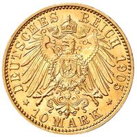 سکه 10 مارک طلا آدولف فردریش پنجم از مكلنبورگ-استرلیتز