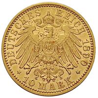 سکه 10 مارک طلا فردریش فرانتس سوم از مكلنبورگ-شوورین