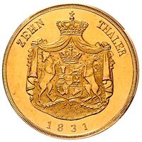 سکه 10 تالر طلا فردریش فرانتس یکم از مكلنبورگ-شوورین