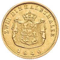 سکه 1/2-2 تالر طلا پاول فردریش از مكلنبورگ-شوورین