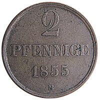 سکه 2 فینیگ ویلهلم از برانشوایگ ولفنبوتل