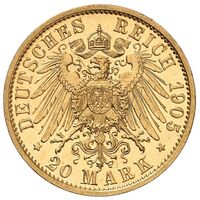 سکه 20 مارک طلا آدولف فردریش پنجم از مكلنبورگ-استرلیتز