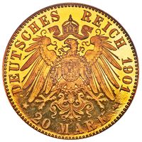 سکه 20 مارک طلا فردریش فرانتس چهارم از مكلنبورگ-شوورین