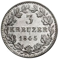 سکه 3 کروزر فردریش ویلهلم کنستانتین از هوهنتسولرن-هشینگن 