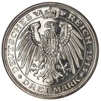 سکه 3 مارک فردریش فرانتس چهارم از مكلنبورگ-شوورین