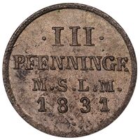 سکه 3 فینیگ فردریش فرانتس یکم از مكلنبورگ-شوورین
