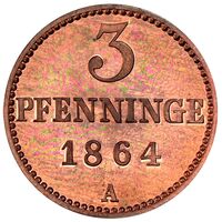 سکه 3 فینیگ فردریش فرانتس دوم از مكلنبورگ-شوورین